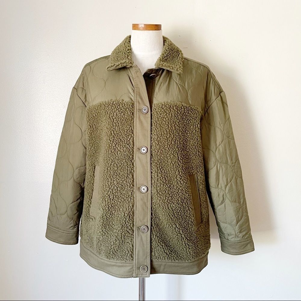 Madewell Olive Green Hybrid Sherpa Jacket NWT Medium - Picture 3 of 9